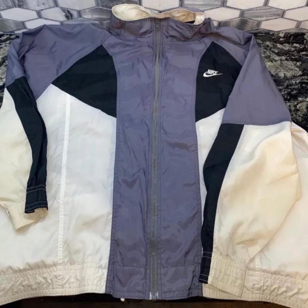 Vintage Nike XL‎ Grey Tag Windbreaker Grey Black Off-White